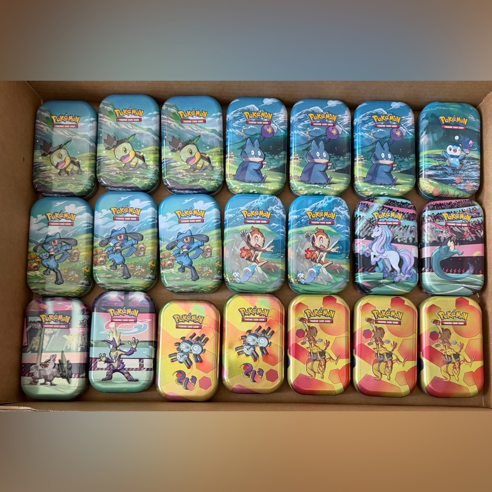 Huge Lot Of 63 Empty Pokemon Mini Tins
